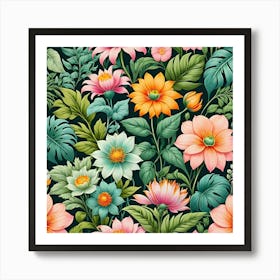 Floral Seamless Pattern 8 Art Print