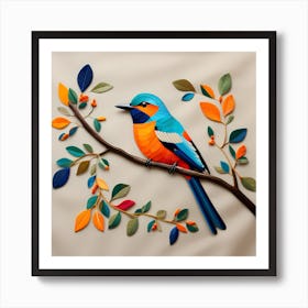 Peruvian Textile Art, Bird On a Branch, folk art, 164 Art Print