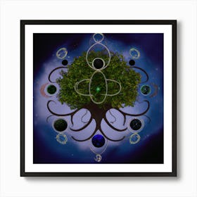 Yggdrasil With All The Planets In The Leaves Art Print