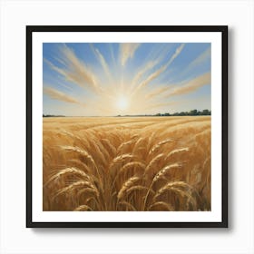 Golden Wheat field Paintings Art Print Art Print