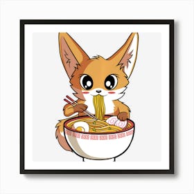 Limited Edition Kawaii Ramen Fox Japanese Noodles Anime Lover Art Print