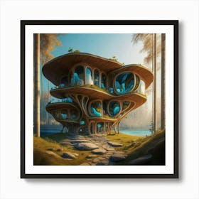 Huge colorful futuristic house design with vibrant details 6 Art Print