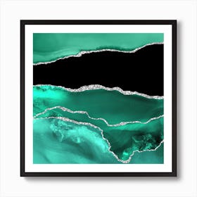 Seafoam & Silver Agate Texture 03 Art Print