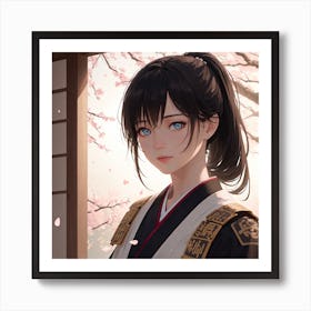 Asian Girl anime digital art style, by Shadee Art Print