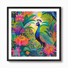 Peacock In The Jungle 9 Art Print