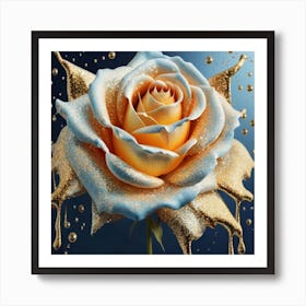 Gold plated white rose 6 Art Print