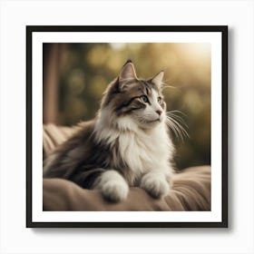 Cat Sitting On Couch Art Print