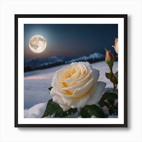 White Roses In The Snow Art Print