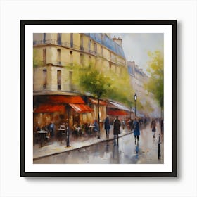 Cafe in Paris.spring season. Passersby. The beauty of the place. Oil colors.1 Art Print