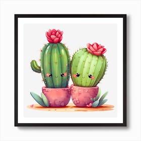 Kawaii Cactus 4 Art Print