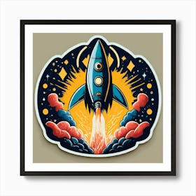 Rocket Launch Sticker Art Print