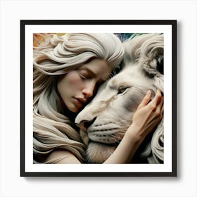 Woman Hugging Her Best Friend Art Print