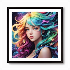 Rainbow Haired Girl Art Print