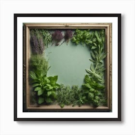 Frame Created From Herbs On Edges And Nothing In Middle Haze Ultra Detailed Film Photography Lig (4) Art Print