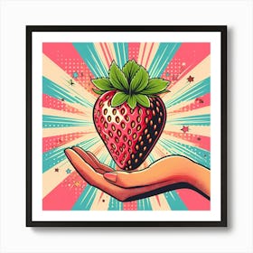 Strawberry In Hand Art Print