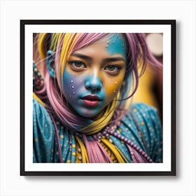 Girl With Colorful Makeup Art Print