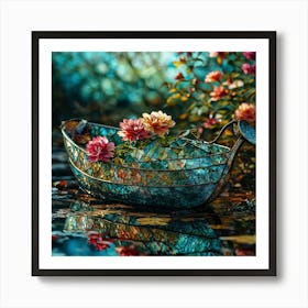 Roses In A Boat Art Print