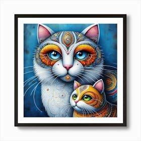 Cat And Mother Art Print