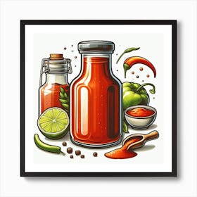 Hot Sauce Isolated On White Art Print