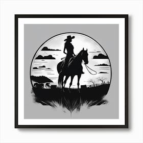 Cowgirl On Horseback 1 Art Print