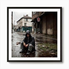 Man In The Rain Art Print