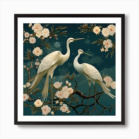 Asian Cranes 1 Art Print