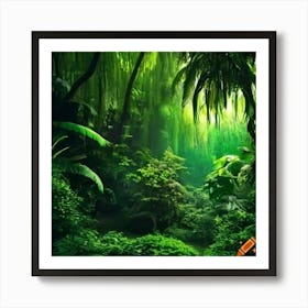 Craiyon 220056 Lush Green Jungle With Dramatic Lighting Art Print