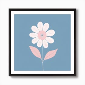 A White And Pink Flower In Minimalist Style Square Composition 476 Art Print