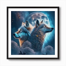 Two Wolves In The Sky 1 Art Print