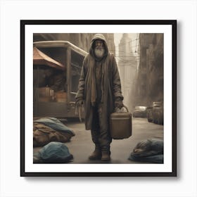 Homeless Traveler Sf Intricate Artwork Masterpiece Ominous Matte Painting Movie Poster Golden Art Print