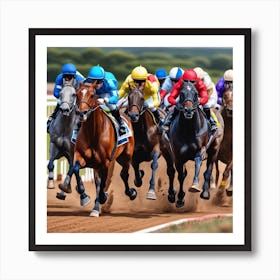 Jockeys Racing Horses 17 Art Print