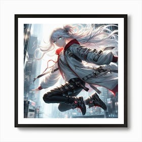 Anime Girl In A City Art Print