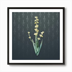 Vintage Pale Yellow Eyed Grass Botanical on Slate Gray Pattern n.0650 Art Print
