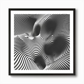 Abstract Black And White Striped Pattern Art Print