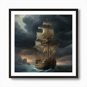 Ship In Stormy Sea.9 Art Print