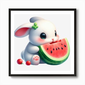 Watermelon Bunny 1 Art Print