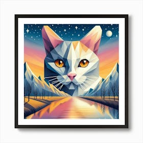 Poppy Low Poly Cat Art Print