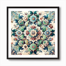 Elegant Flower Mosaic Art Print