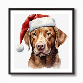 Santa Dog Art Print