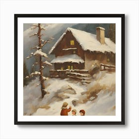 Children In The Snow 4 Art Print