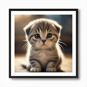 A Cute Scottish Fold Kitty, Pixar Style, Watercolor Illustration Style 8k, Png (14) Art Print