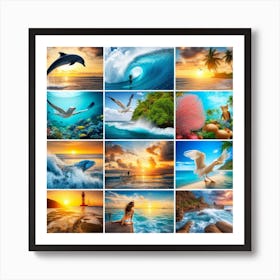 Collage Of Seascapes Art Print