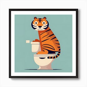 Tiger On Toilet Illustration Art Print