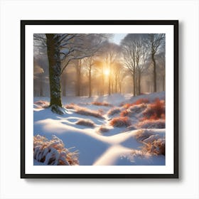 A Blanket of Snow across the Winter Woodland Landscape 2 Art Print