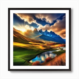 Sunrise In The Mountains 13 Art Print