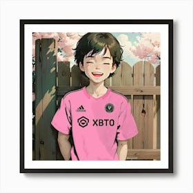 Pink Soccer Player Art Print