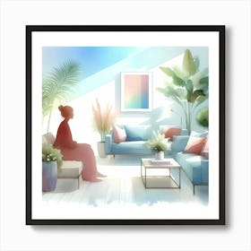 Watercolor Living Room Art Print