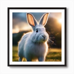 White Rabbit At Sunset Art Print