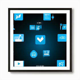 People Control Holiday Set Mass Media Service Device Icon Food Industry Blue Information (25) Art Print