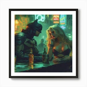 Batman and Harley Art Print